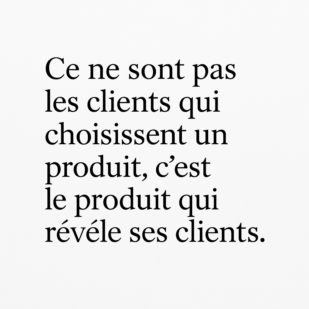 Ce ne sont pas les clients qui choisissent un produit, c'est le produit qui révèle ses clients